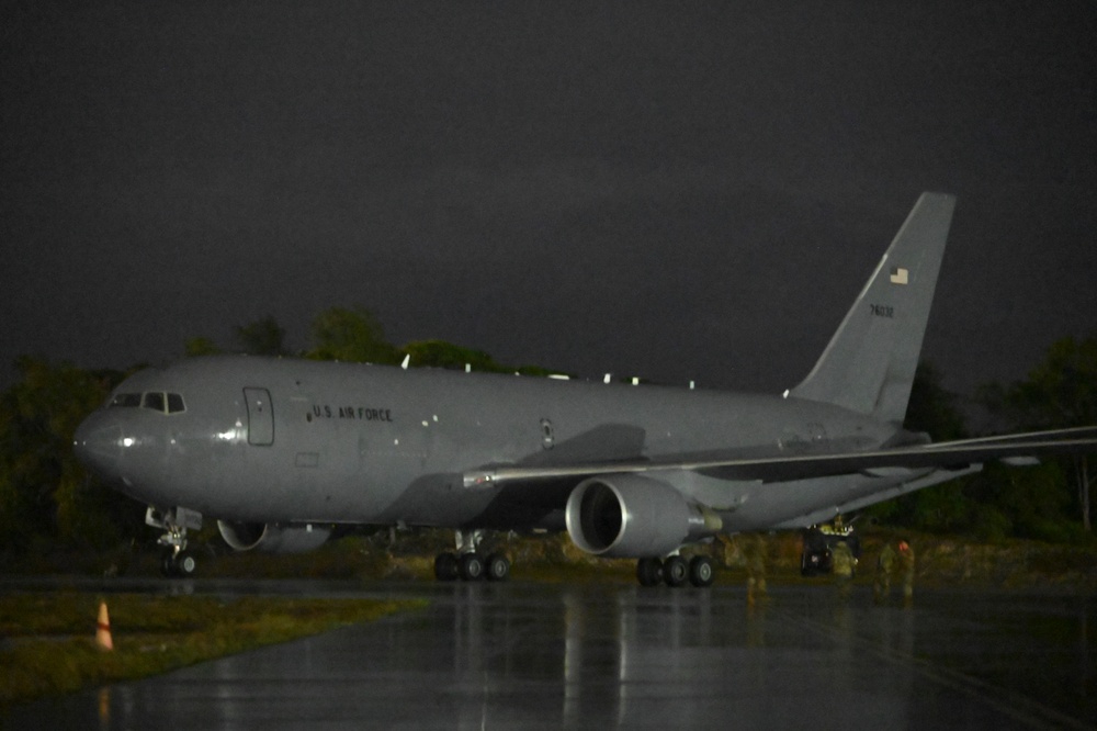 KC-46 conducts night operations on North West Field