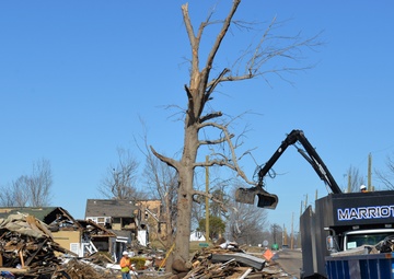 Debris removal operations in Mayfield, KY