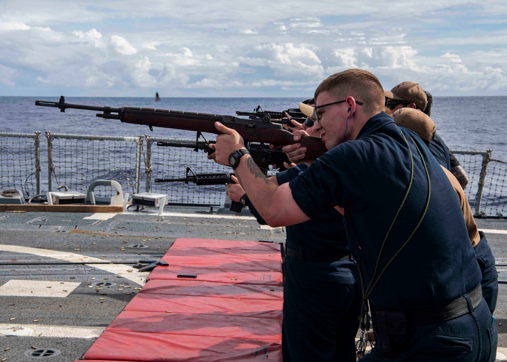 Gridley conducts a live-fire weapons qualification
