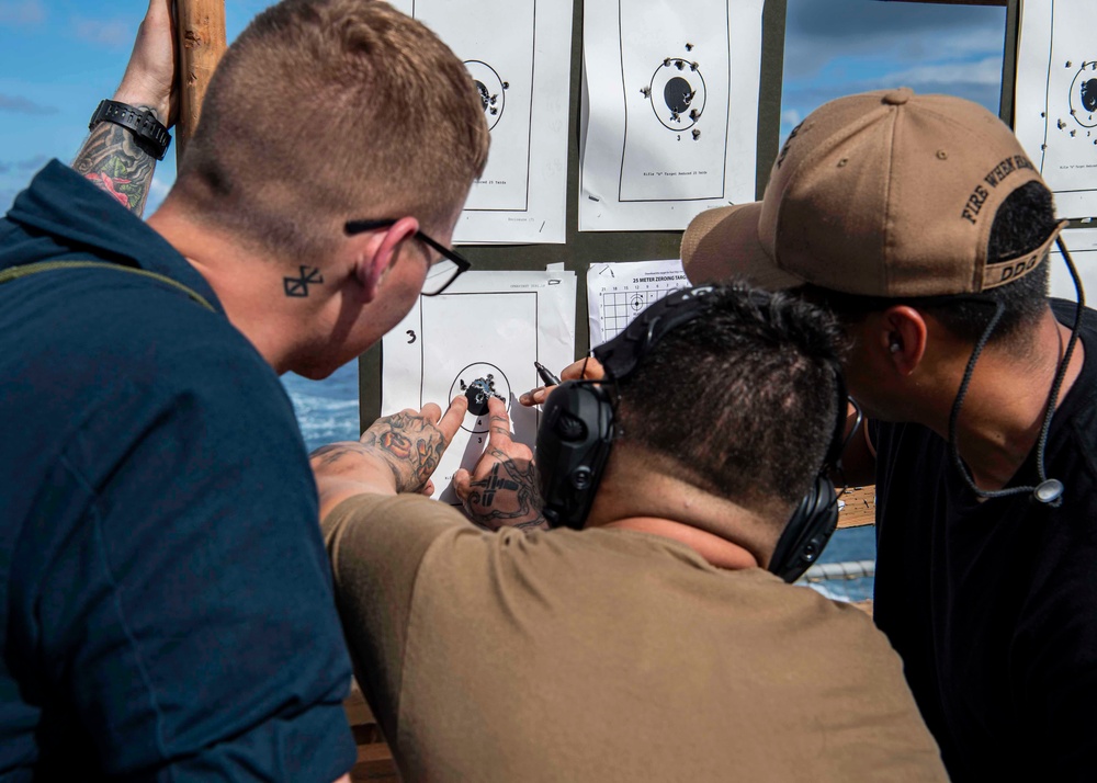 Gridley conducts a live-fire weapons qualification