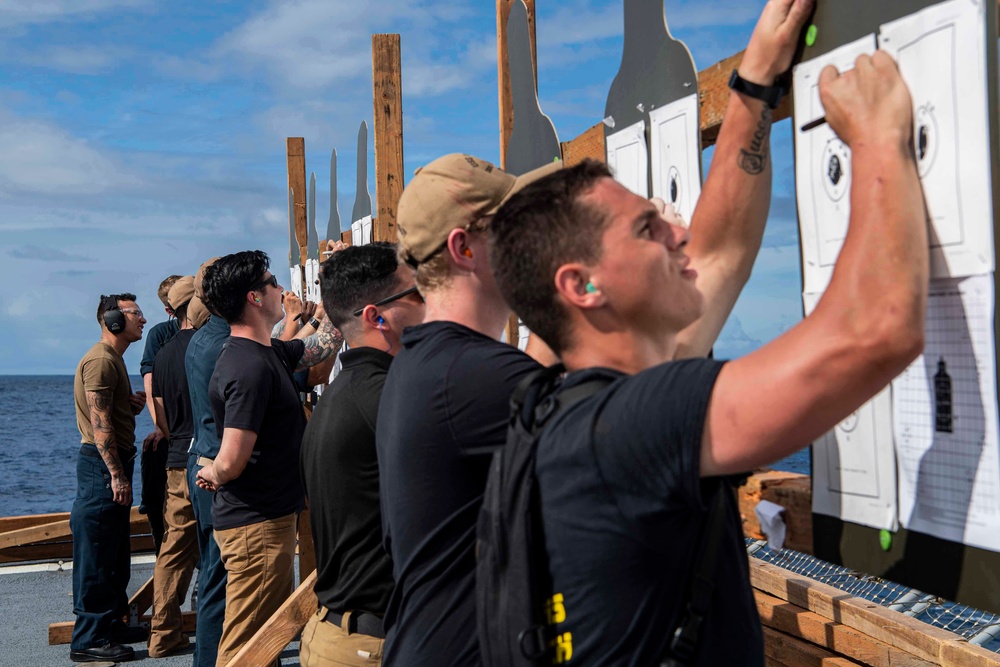 Gridley conducts a live-fire weapons qualification