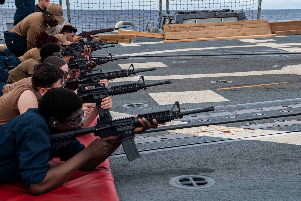 Gridley conducts a live-fire weapons qualification