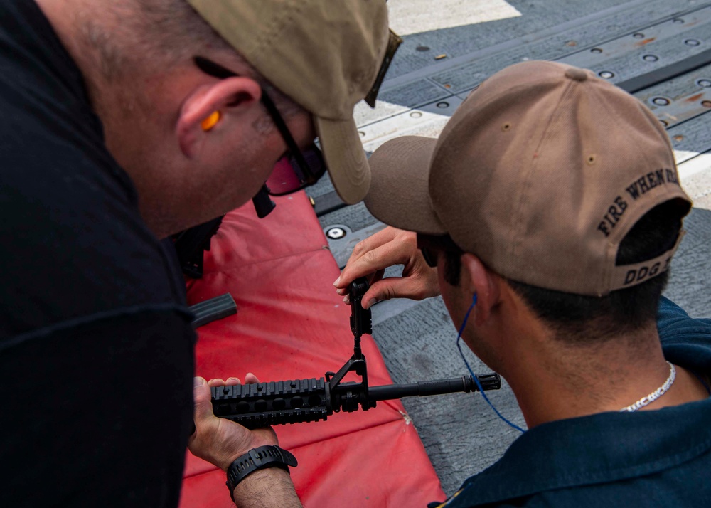 Gridley conducts a live-fire weapons qualification