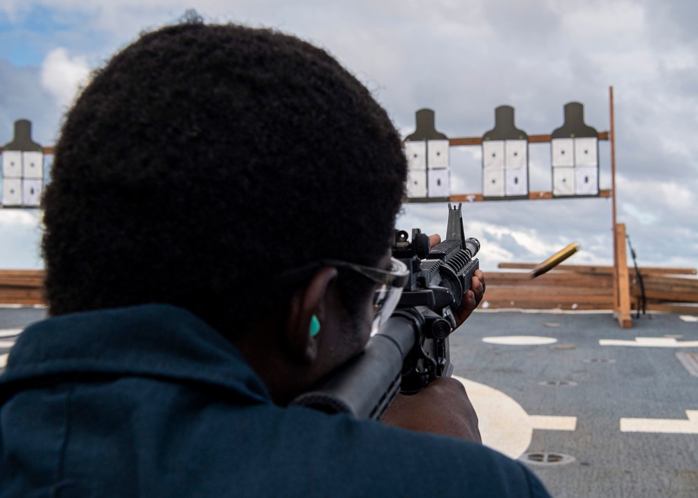 Gridley conducts a live-fire weapons qualification