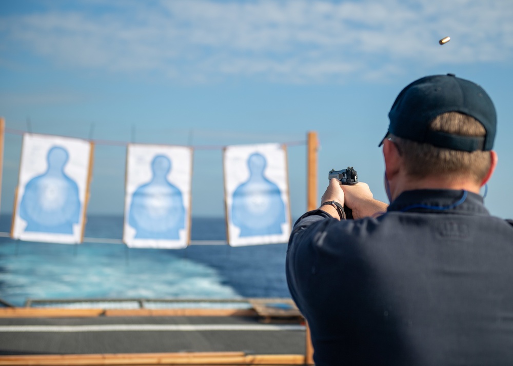 USS Charleston Sailors Participate in a Small Arms Qualification Course