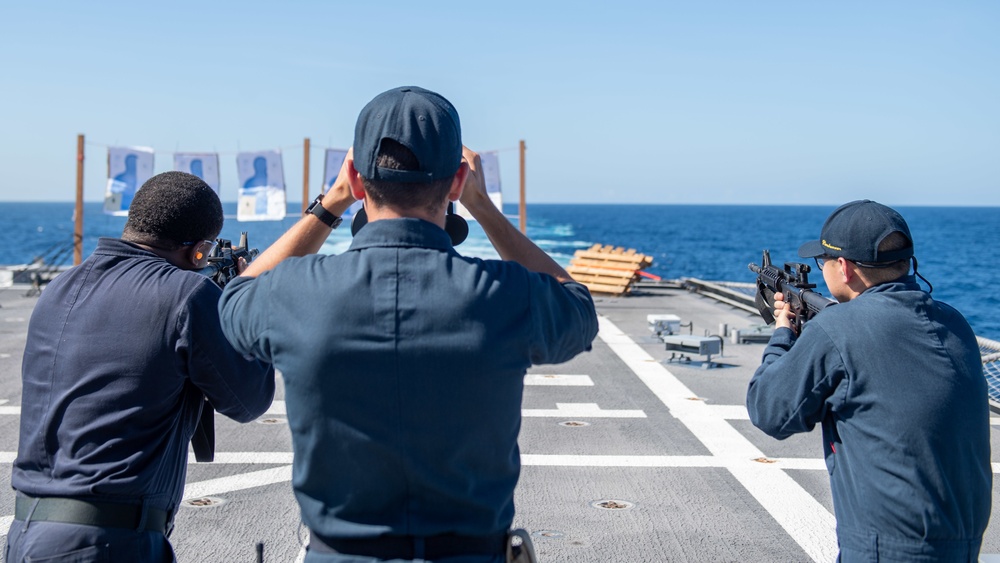 USS Charleston Sailors Participate in a Small Arms Qualification Course