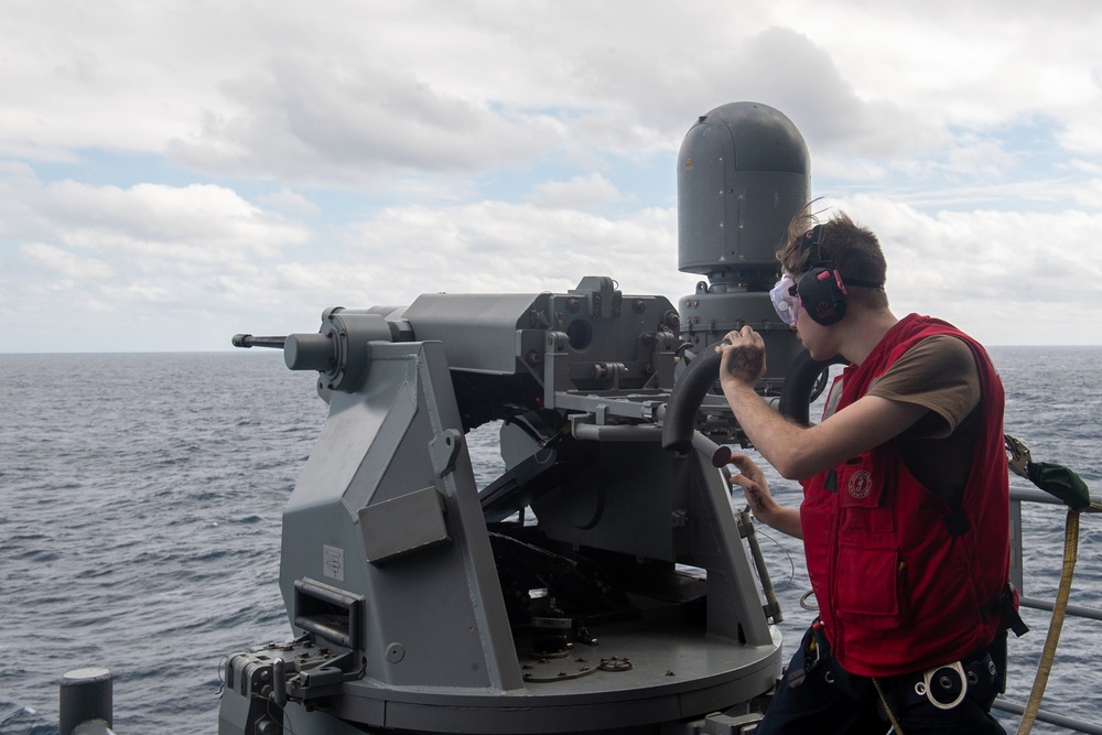USS America (LHA 6) Conducts MK-38 25mm Machine Gun Maintenance.