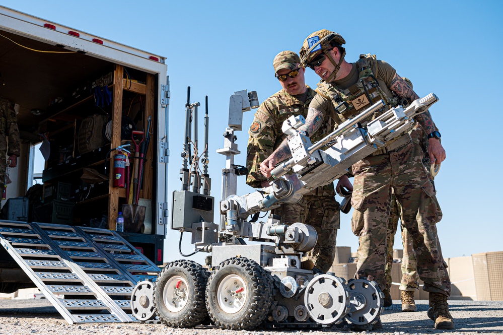 EOD technicians utilize robot technology to assess dangerous situations