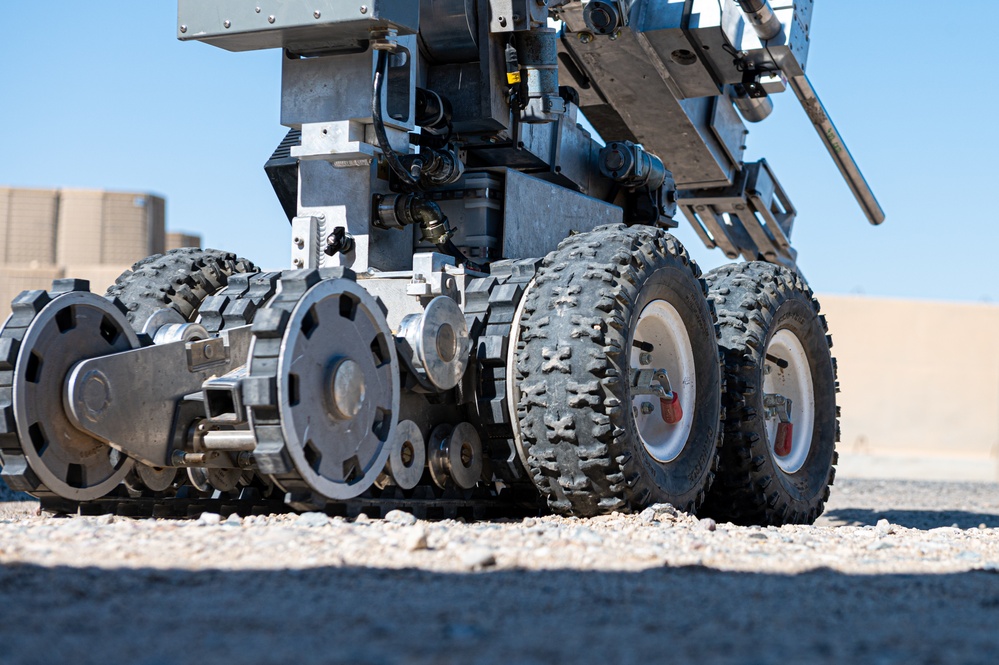 EOD technicians utilize robot technology to assess dangerous situations