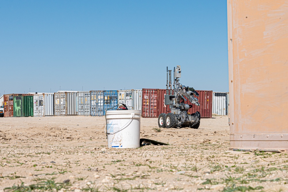 EOD technicians utilize robot technology to assess dangerous situations