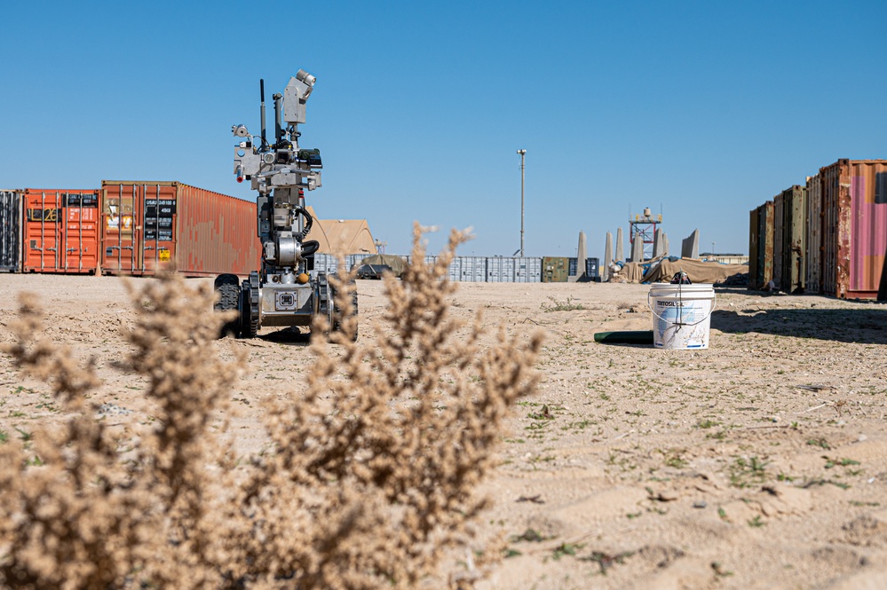 EOD technicians utilize robot technology to assess dangerous situations