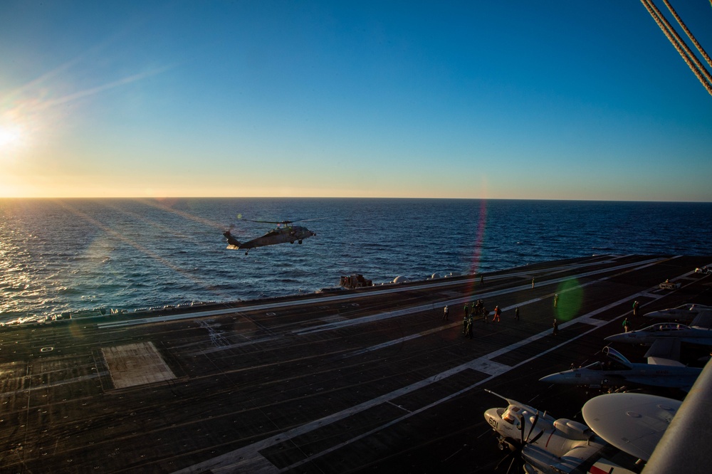 The Harry S. Truman Carrier Strike Group is on a scheduled deployment in the U.S. 6th Fleet area of operations in support of naval operations to maintain maritime stability and security.