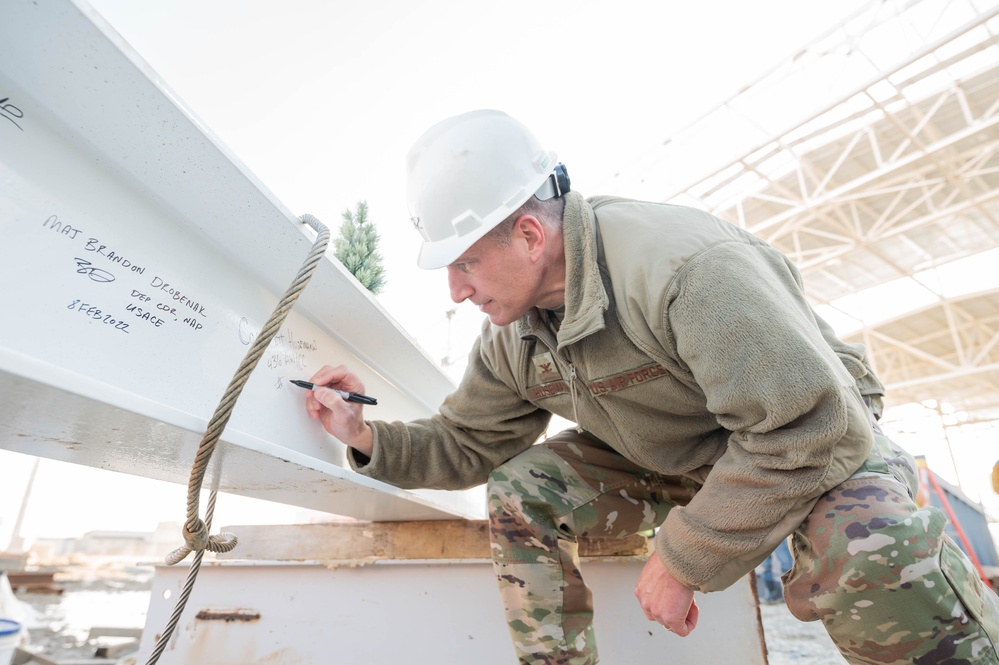 Hangar construction completes milestone