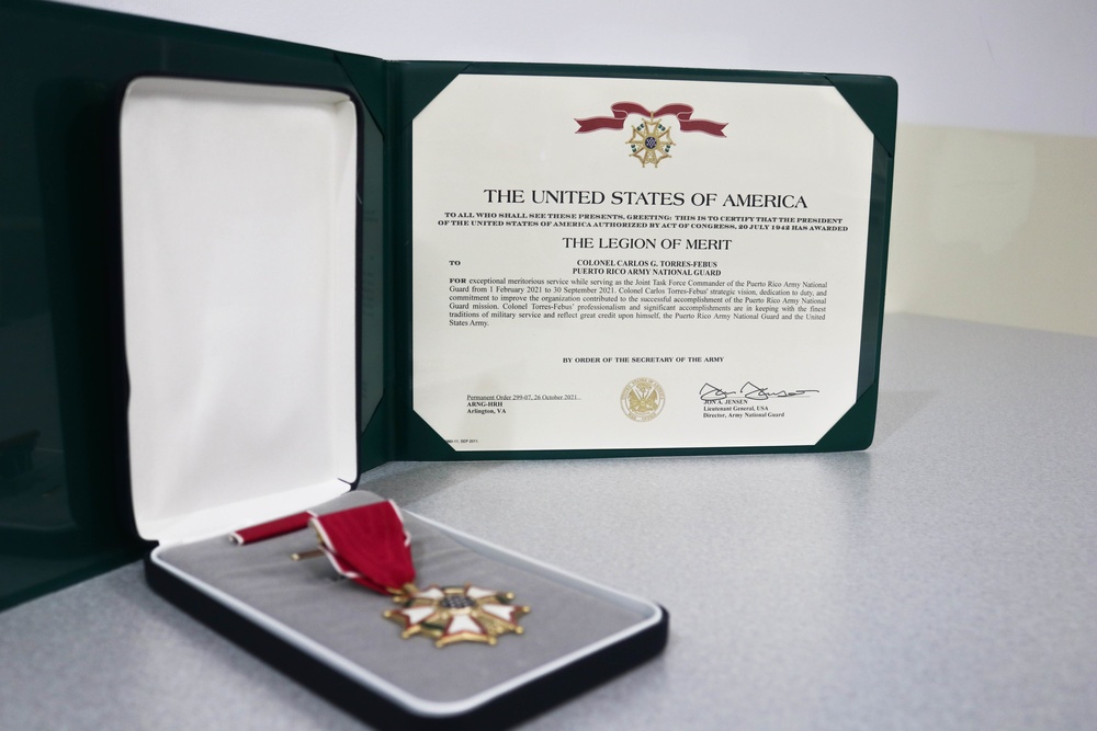 The Legion of Merit medal to Col. Carlos G. Torres Febus