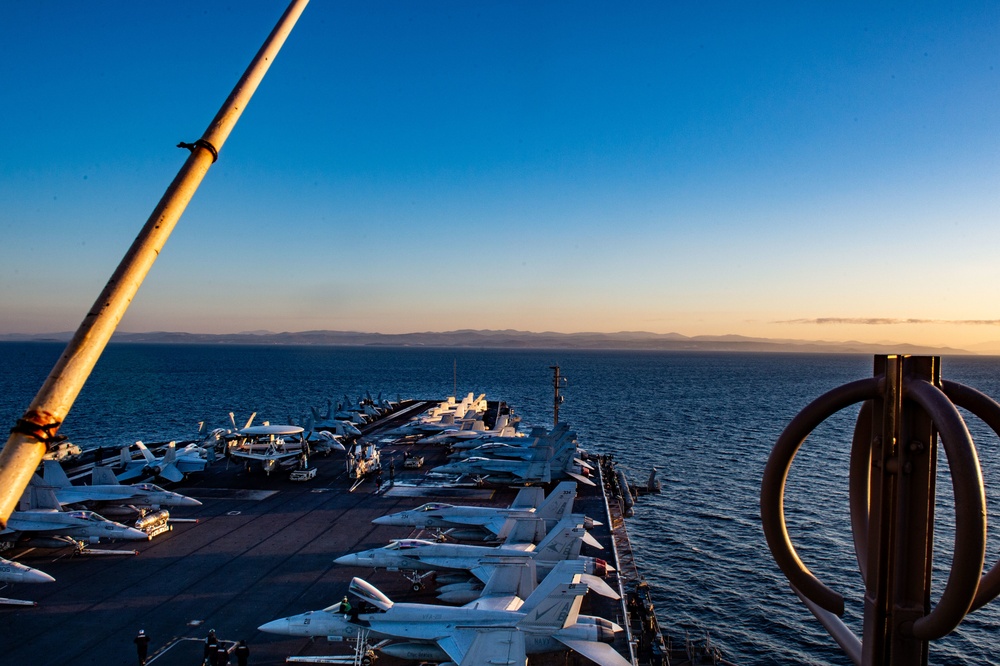 The Harry S. Truman Carrier Strike Group is on a scheduled deployment in the U.S. 6th Fleet area of operations in support of naval operations to maintain maritime stability and security.