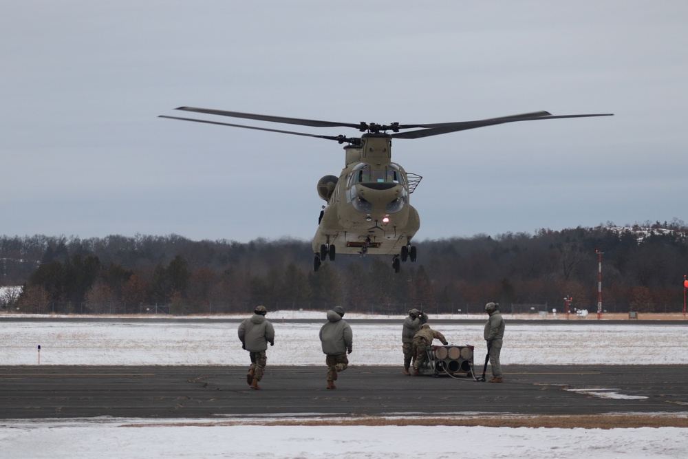 CH-47 crew, 89B students conduct sling-load training at Fort McCoy