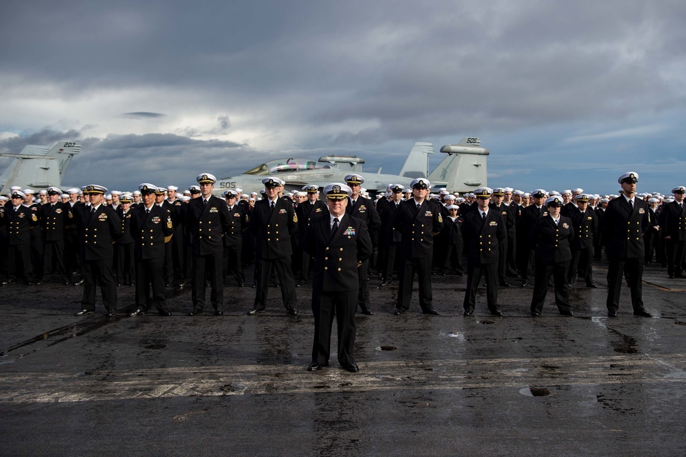 USS Carl Vinson (CVN70) Conducts Dress Uniform Inspection