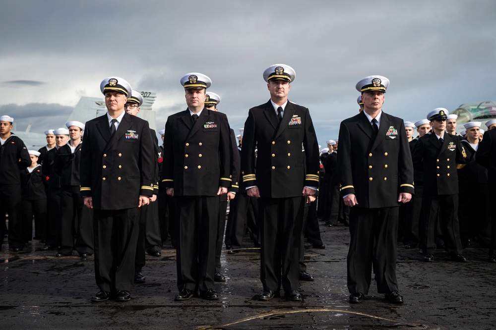 USS Carl Vinson (CVN70) Conducts Dress Uniform Inspection