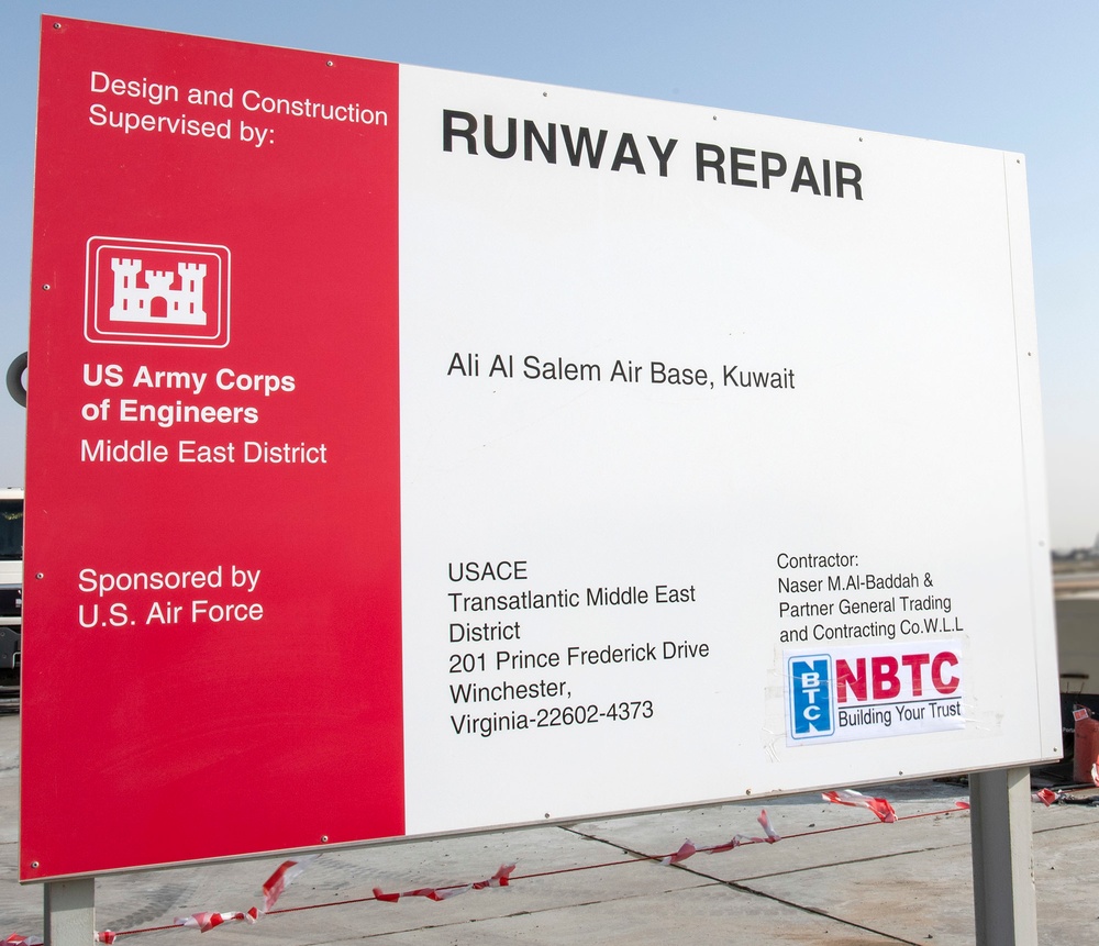 USACE commanding general views runway projects at Ali Al Salem Air Base