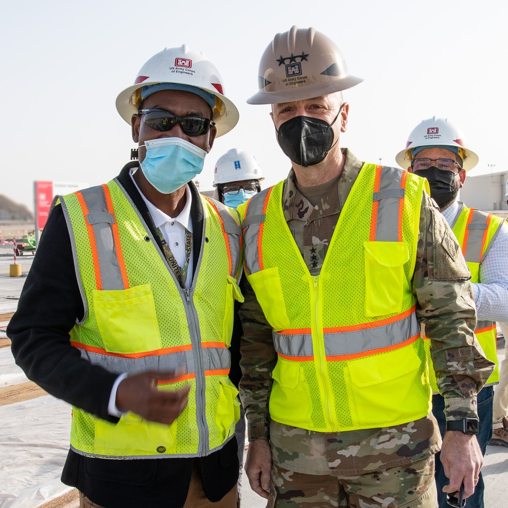 USACE commanding general views runway projects at Ali Al Salem Air Base