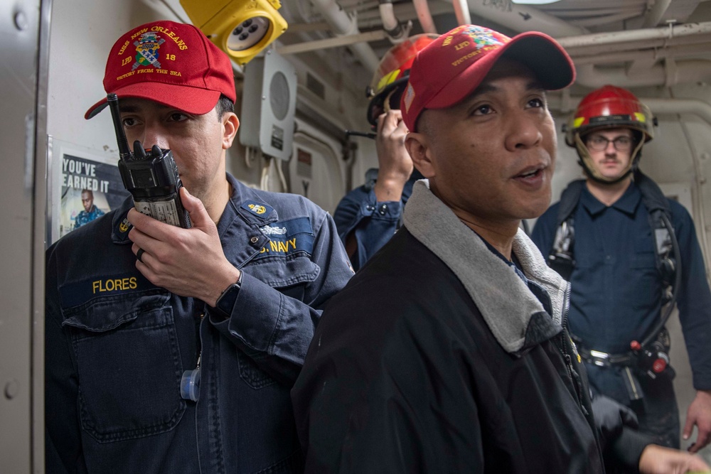 Damage Control Training Team Drill Aboard USS New Orleans February 2022