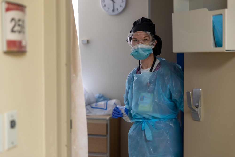 Army nurses work at OU Health University of Oklahoma Medical Center