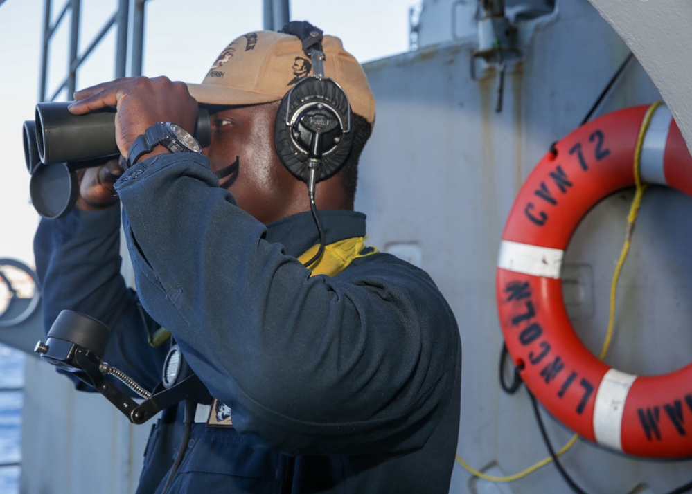 Abraham Lincoln Sailors stand watch