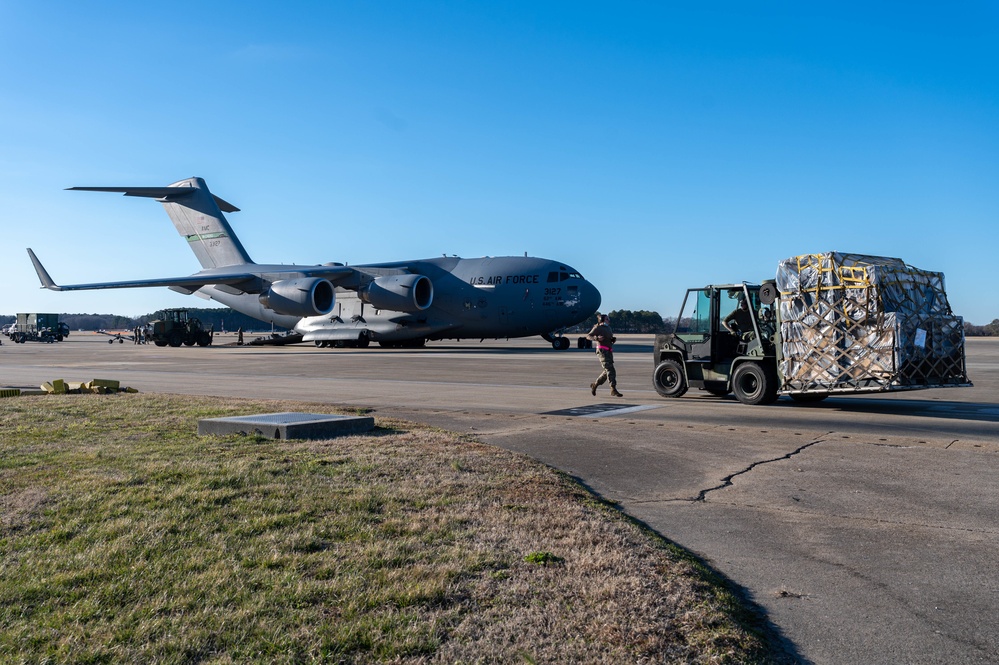 633d Logistics Readiness Squadron loads cargo for 1st Fighter Wing UAE deployment