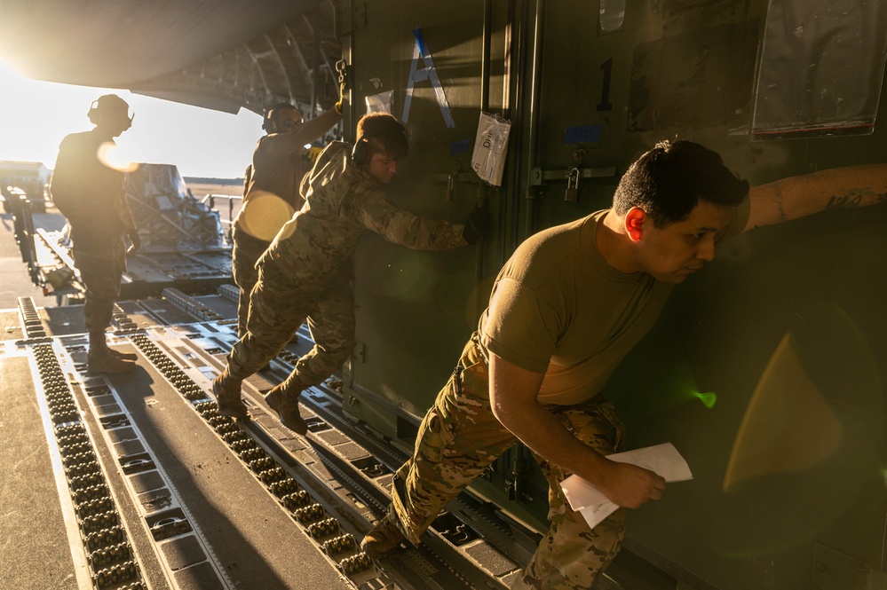 633d Logistics Readiness Squadron loads cargo for 1st Fighter Wing UAE deployment