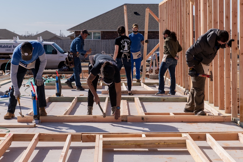 137th SOW Recruiting team joins Habitat for Humanity build