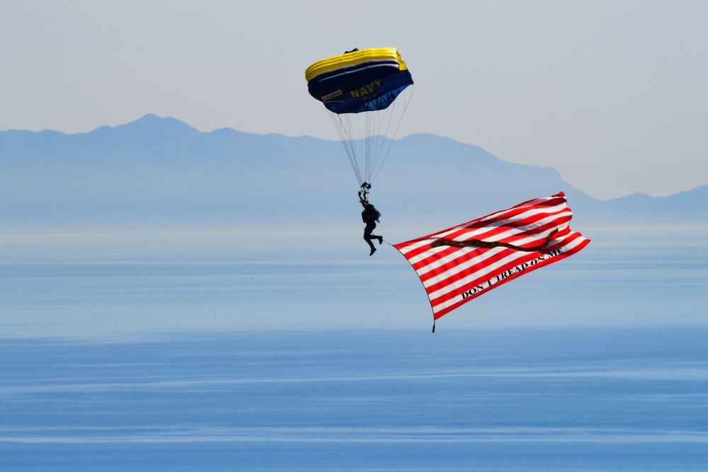 Hollywood Guard and U.S. Navy's Leap Frogs partner for a charity event in the skies above Malibu