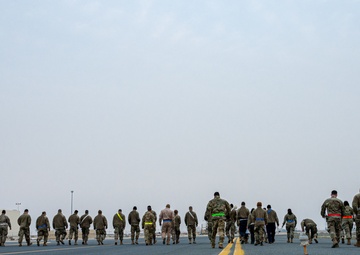Sweeping the flight line: 386th Expeditionary Maintenance Squadron's weekly FOD walk