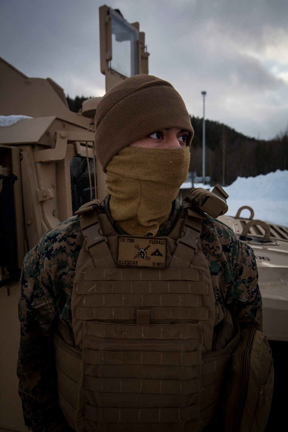 Marines prepare vehicles for a convoy movement prior to Exercise Cold Response 2022