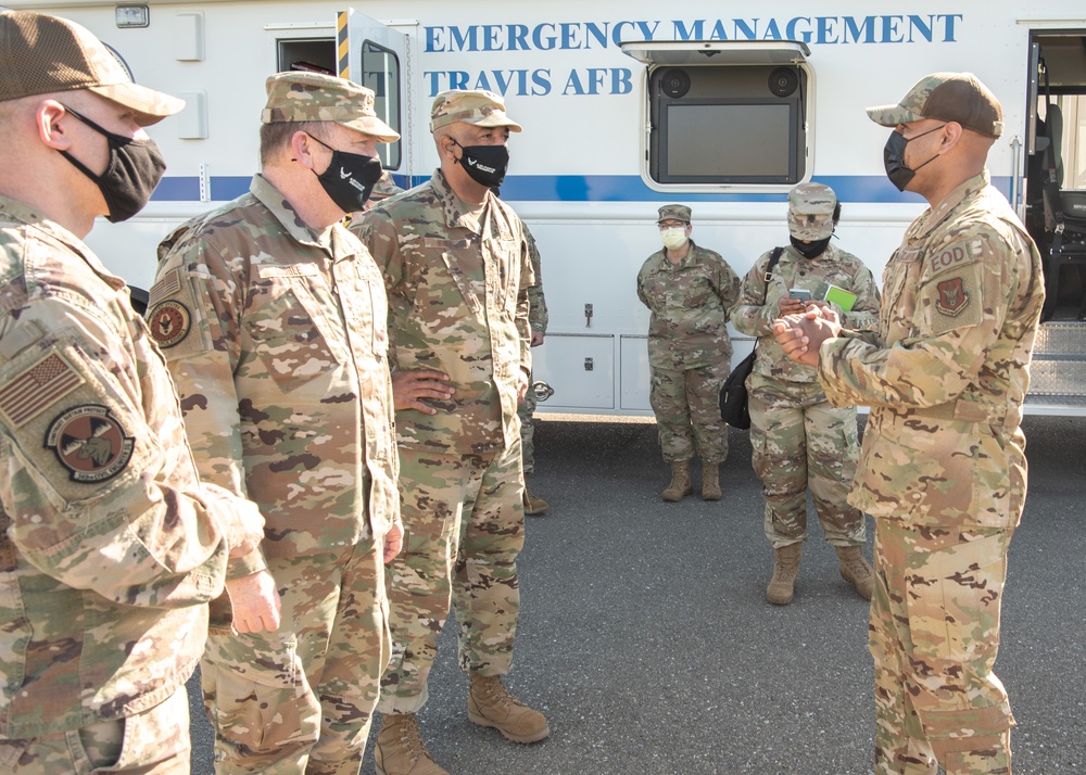 Lt. Gen. Richard W. Scobee visits Travis Air Force Base, CA
