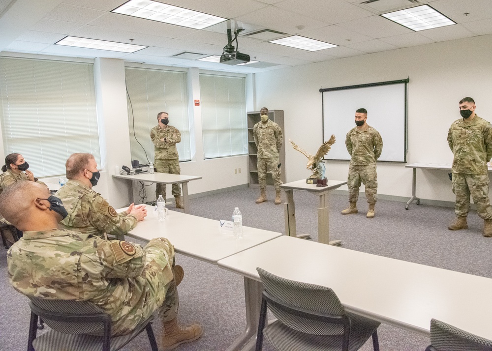 Lt. Gen. Richard W. Scobee visits Travis Air Force Base, CA