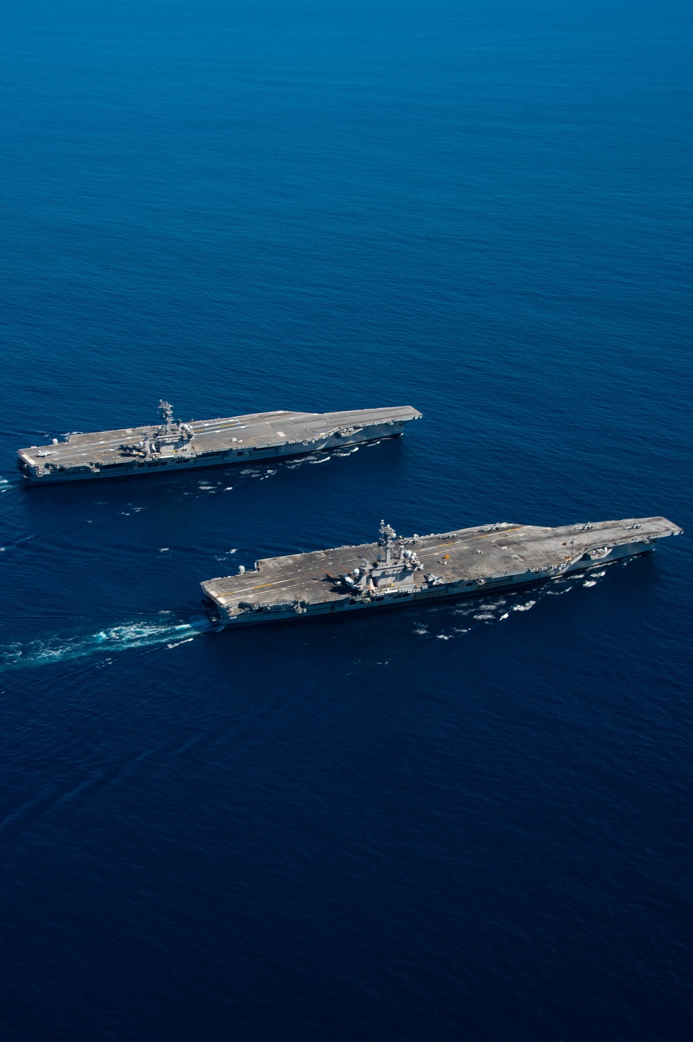 USS Carl Vinson (CVN 70) and USS Nimitz (CVN 68) transit the Pacific Ocean