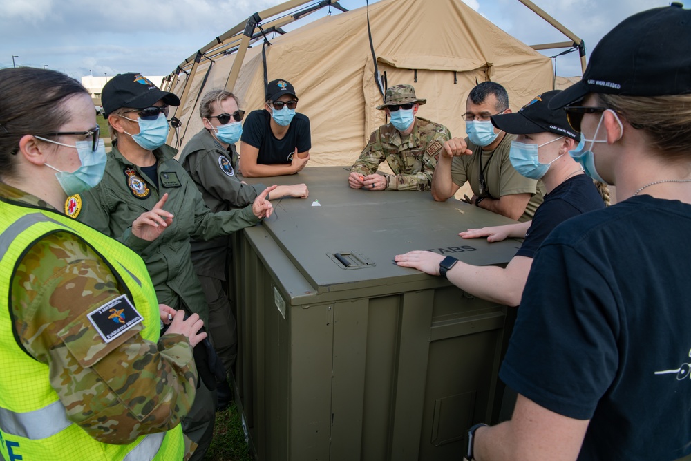 Expeditionary medical team treats simulated med-evac patients for Cope North 22