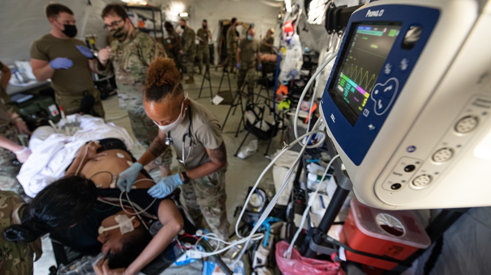 Expeditionary medical team treats simulated med-evac patients for Cope North 22