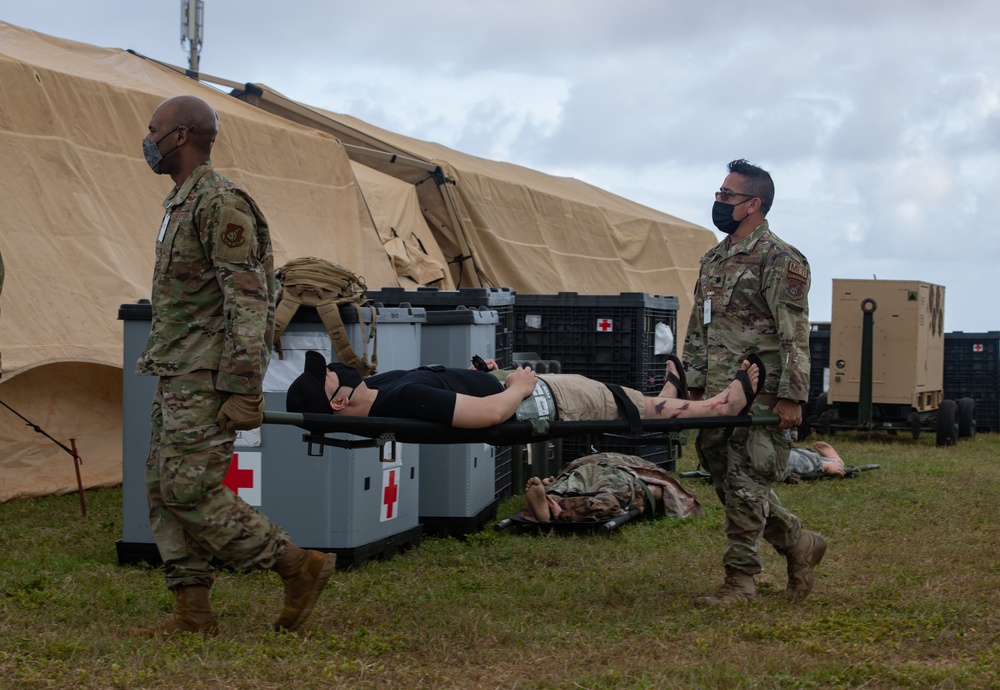 Expeditionary medical team treats simulated med-evac patients for Cope North 22