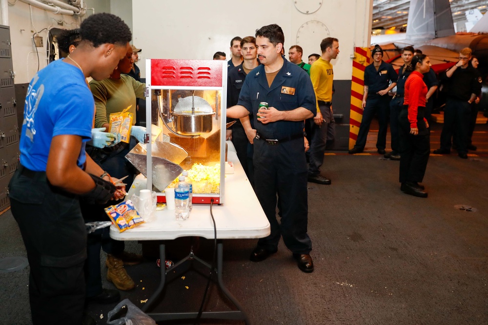 Abraham Lincoln Sailors watch Super Bowl LVI