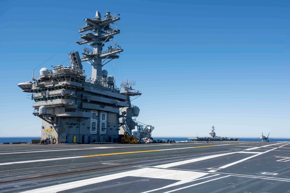 USS Carl Vinson Steams Alongside USS Nimitz