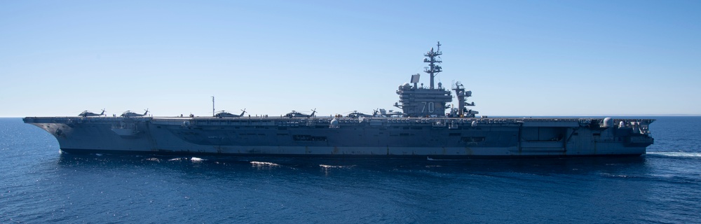 USS Carl Vinson Steams Alongside USS Nimitz