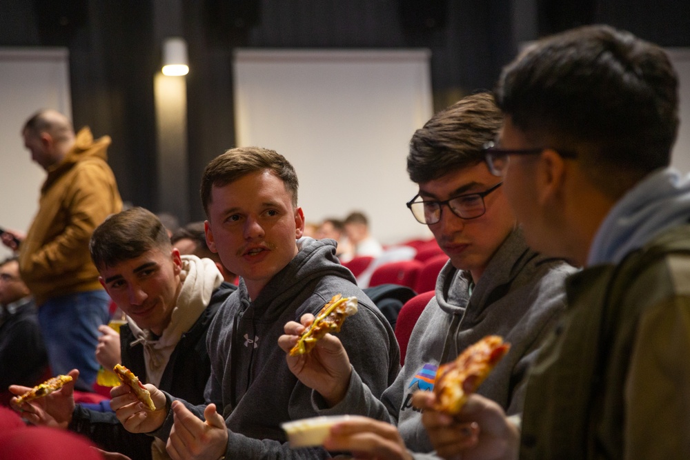 U.S. Marines celebrate the Super Bowl