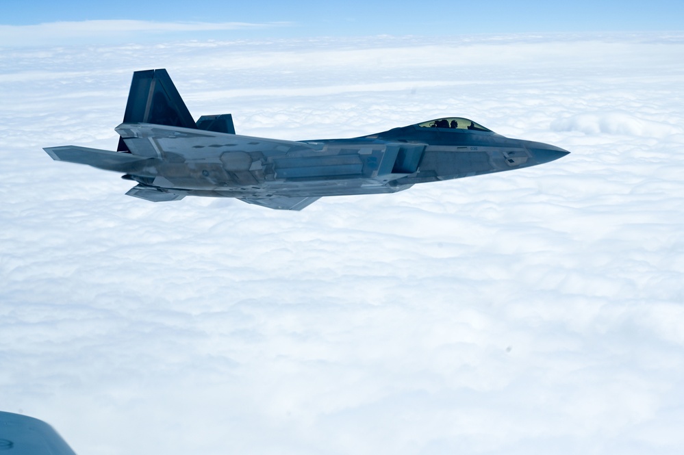 Eight F-22 Raptors refuel with Okies