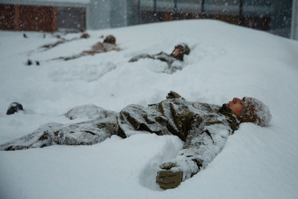 U.S. Marines participate in a cold weather injury course prior to Exercise Cold Response 2022