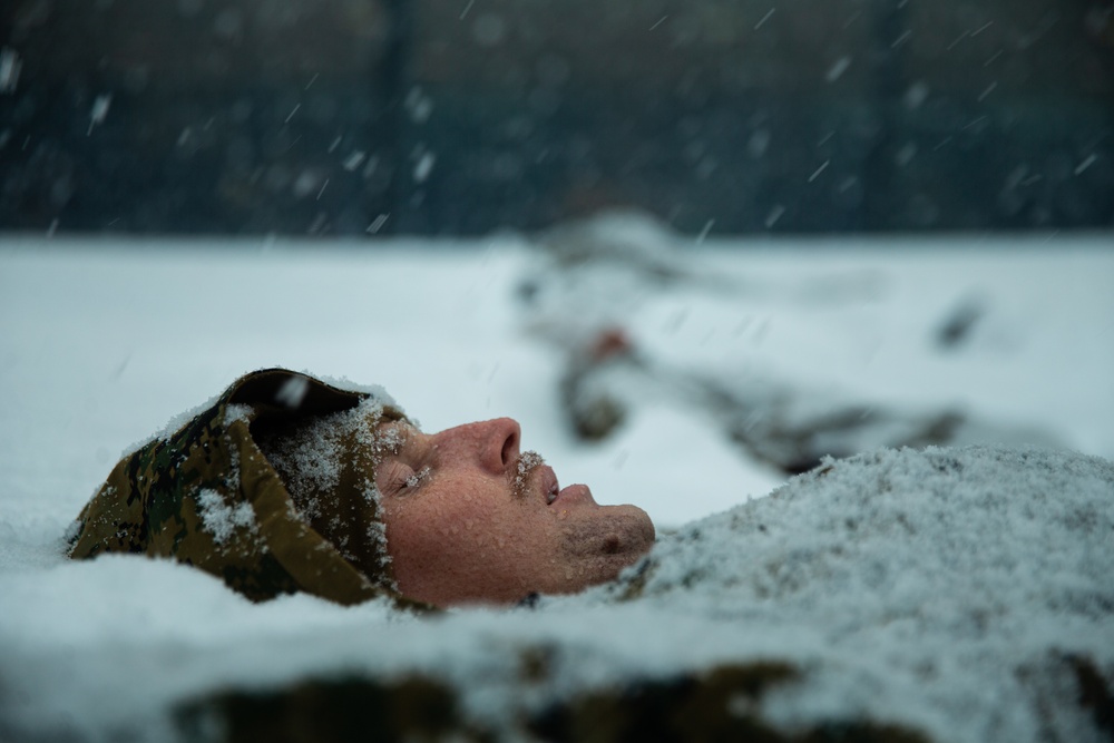 U.S. Marines participate in a cold weather injury course prior to Exercise Cold Response 2022