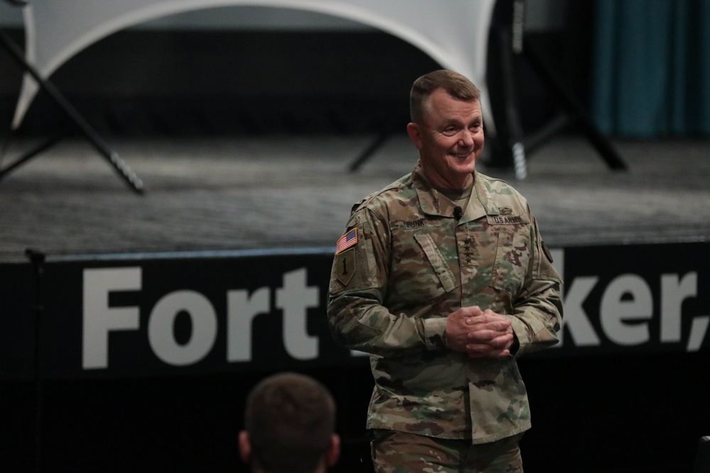 Gen. Paul E. Funk II briefs the Aviation Captains Career Course