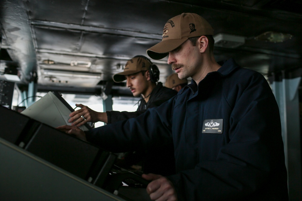 Abraham Lincoln Sailors on the bridge