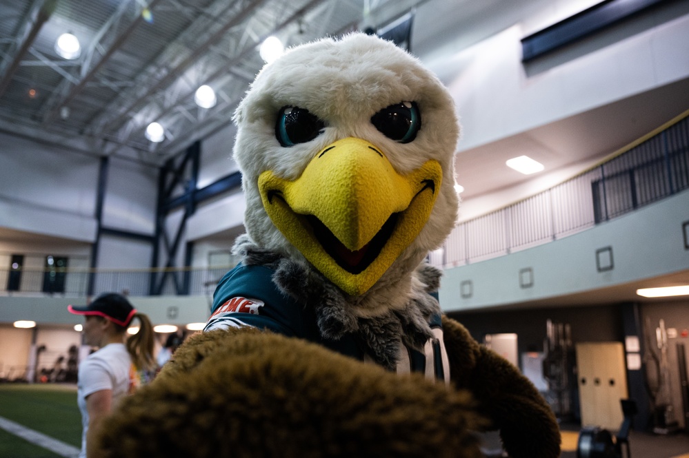 NFL cheerleaders, mascots and players visit Eielson AFB for Pro Blitz 2022