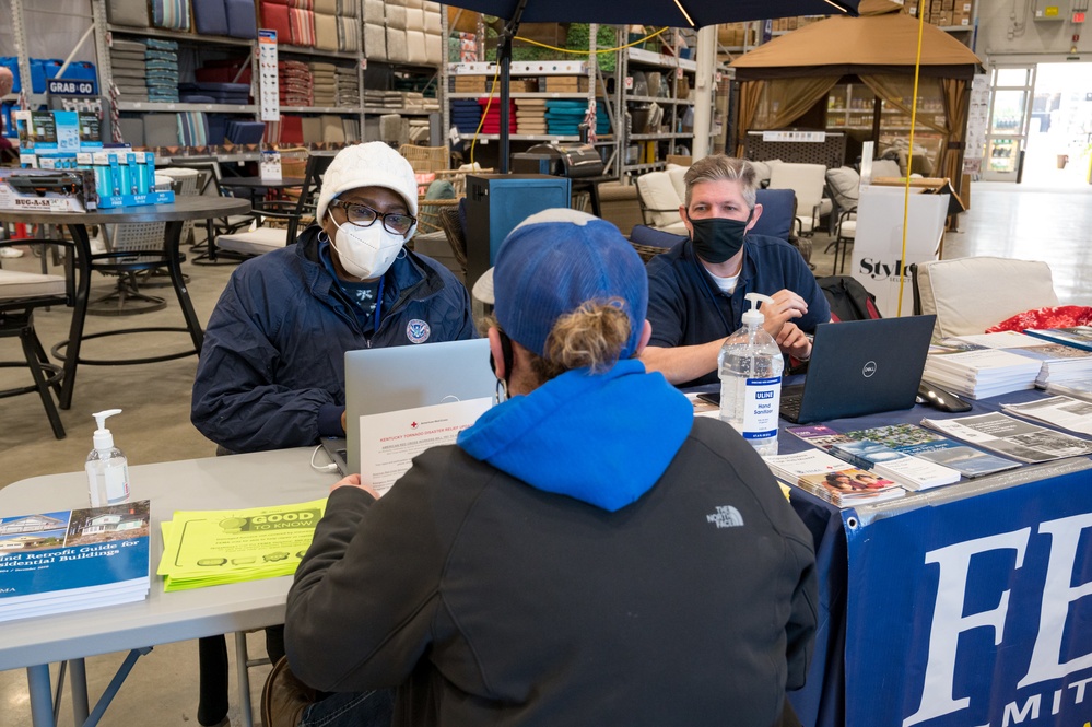 FEMA Mitigation Specialists and Disaster Survivor Assistance Specialists are at the Bowling Green Lowes to assist tornado survivors.